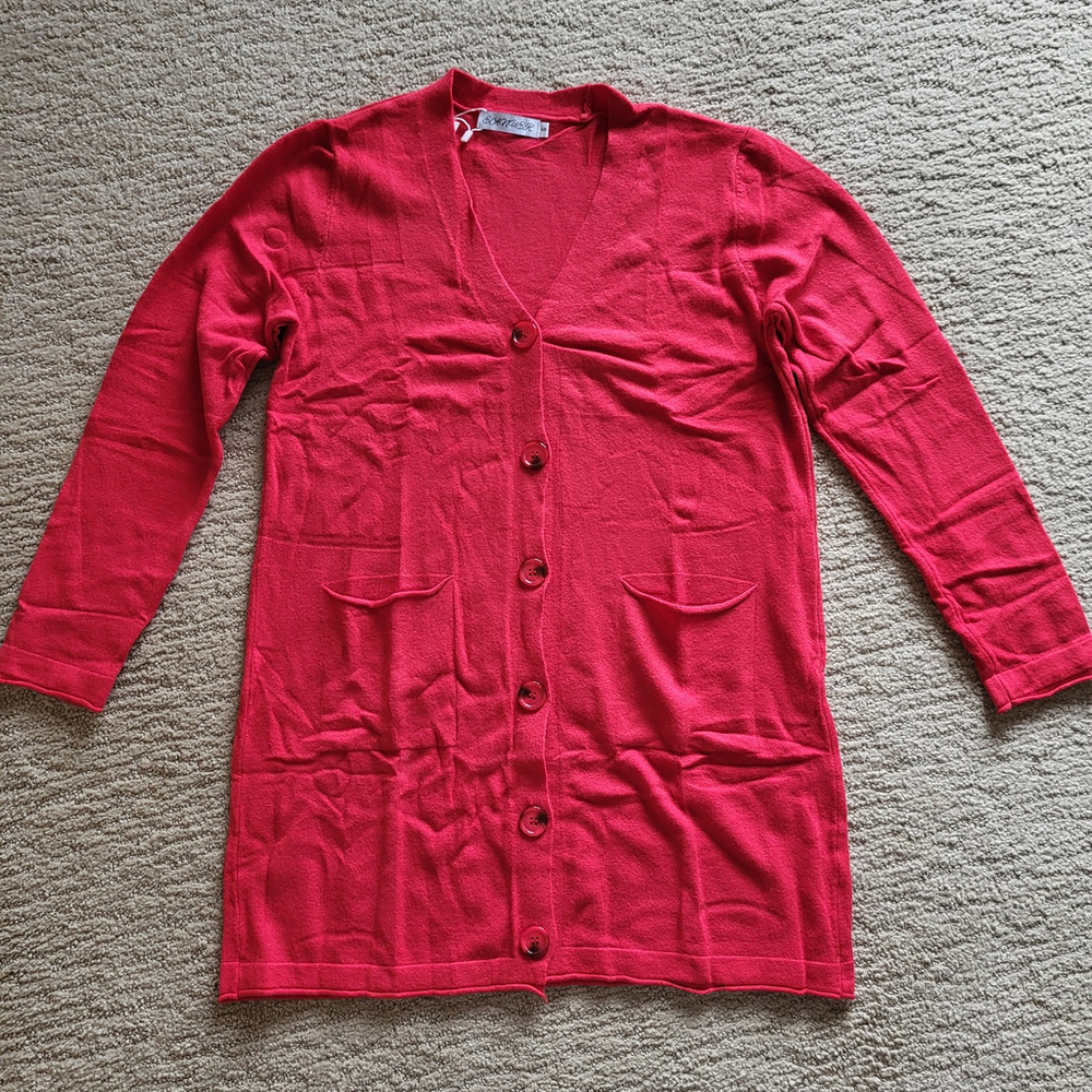 Women’s Eanuer Long Sleeve Button-Down Cardigan Sweater – Red – Size S – NWT - Picture 2 of 10
